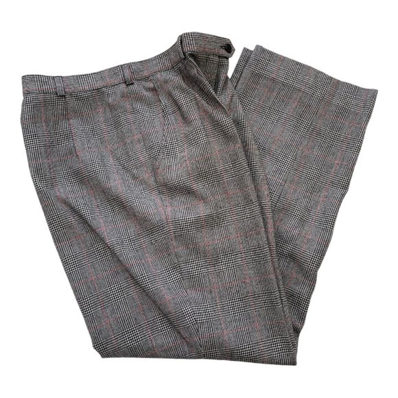 Giorgio Sant Angelo Vintage High Waist Glen Check Orange Pleated Wool Pants 12 - Picture 3 of 10